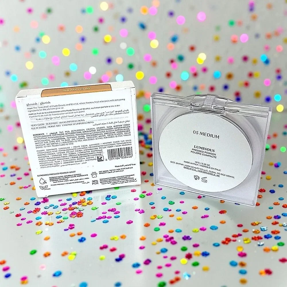 Glowish by Huda Beauty Luminous Pressed Powder in 05 Medium 0.35 Oz New in Box